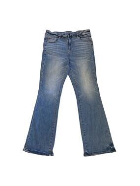 American Eagle Jeans Womens 16 Blue Hi Rise Skinny Kick Stretch Distressed *READ